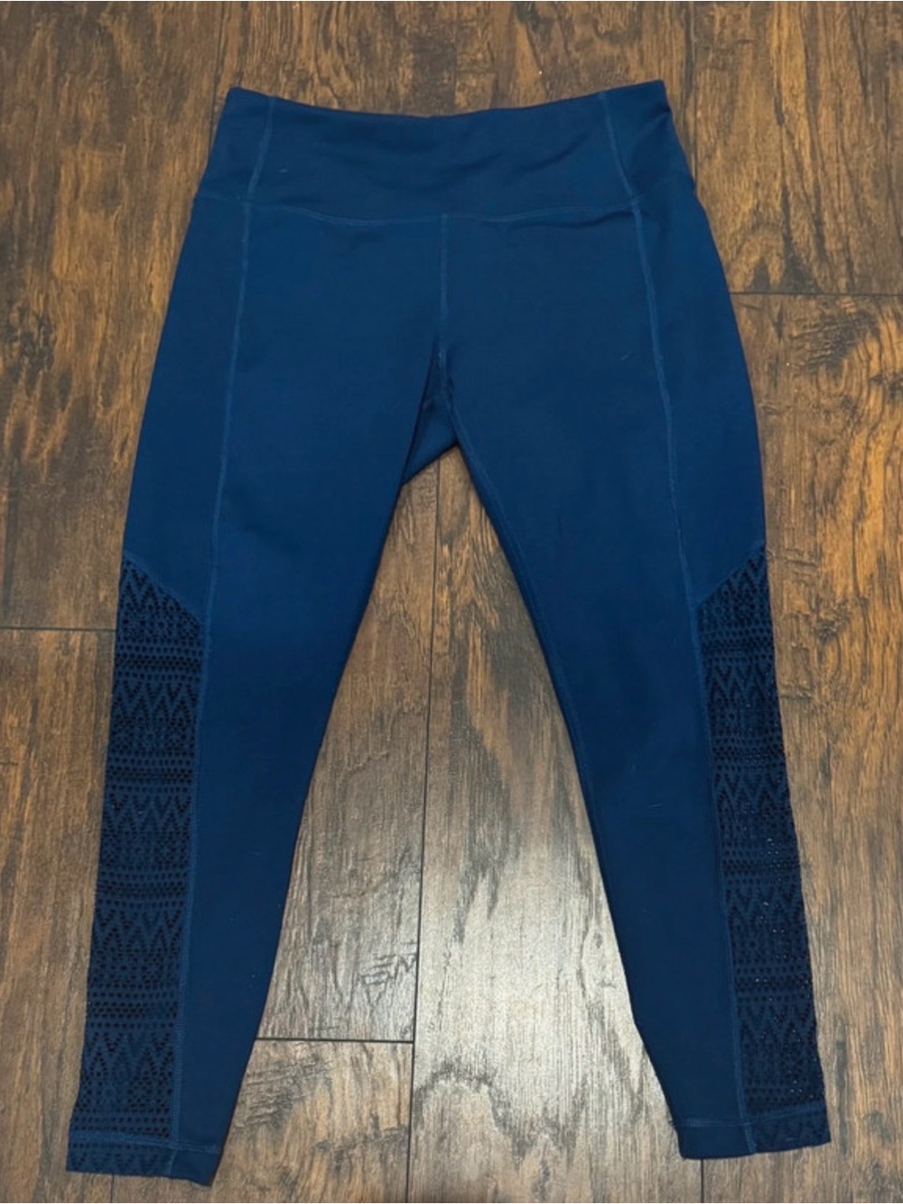 ZELOS Navy Blue Mesh Panel Athletic Leggings Women’s Size Medium